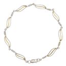 9ct Yellow And White Gold 0.05ct Diamond Wave Link Bracelet 7"