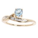 9ct Yellow Gold Created Blue Topaz and 0.13ct Diamond Ring