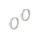 Sterling Silver Single Row Cubic Zirconia Huggie Hoop Earrings
