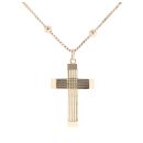 9ct Yellow Gold Patterned Cross Pendant And Bead Chain 24"