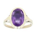9ct Yellow Gold Single Stone Amethyst Ring