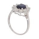 9ct White Gold 1.00ct Diamond And Sapphire Cluster Ring