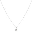 9ct White Gold 0.25ct Princess And Brilliant Cut Diamond Pendant And Chain 18"