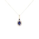 9ct Yellow Gold Sapphire And 0.05ct Diamond Cluster Pendant And Chain 18"