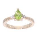 9ct Yellow Gold Created Peridot And Diamond Stone Set Ring