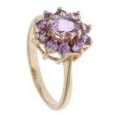 9ct Yellow Gold Amethyst Cluster Ring