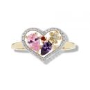 9ct Yellow Gold Cubic Zirconia Heart Cluster Ring
