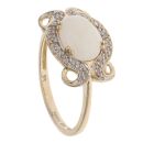 9ct Yellow And White Gold 0.10ct Diamond And Opal Cluster Ring