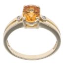 9ct Yellow Gold Citrine and 0.02ct Single Stone Ring