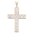 9ct Yellow Gold Cubic Zirconia Cross Pendant