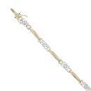 9ct Yellow And White Gold 0.15ct Brilliant Cut Diamond Bracelet 7"