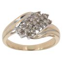 18ct Yellow Gold 0.50ct Diamond Three Row Cluster Ring