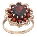 9ct Yellow Gold Garnet Cluster Ring