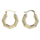 9ct Yellow Gold Hexagonal Creole Earrings