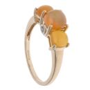 9ct Yellow Gold Cubic Zirconia and Opal Three Stone Ring