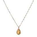 9ct Yellow Gold Citrine and Cubic Zirconia Pendant and Chain 18"