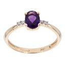 9ct Yellow Gold Created Amethyst and Diamond Ring