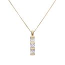 9ct Yellow Gold Cubic Zirconia Drop Pendant and Curb Chain 18"