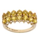 9ct Yellow Gold Citrine Two Row Ring