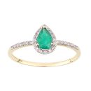 18ct Yellow Gold Pear Emerald and Diamond Teardrop Cluster Ring