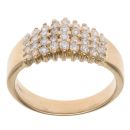 18ct Yellow Gold 0.60ct Brilliant Cut Diamond Four Row Cluster Ring