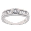 18ct White Gold 0.85ct Brilliant And Baguette Cut Diamond Solitaire Ring