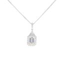 18ct White Gold 1.30ct Emerald And Brilliant Cut Diamond Pendant And Chain 16"