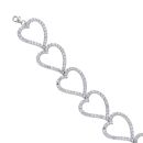 Silver Cubic Zirconia Large Hearts 9" Bracelet by Icesia