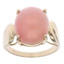 9ct Yellow Gold Pink Jade Cabochon Single Stone Ring