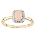9ct Yellow Gold Octagon Pink Opal and Diamond Cluster Ring