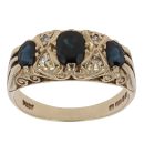 9ct Yellow Gold 0.05ct Diamond And Sapphire Three Stone Ring