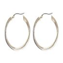 14ct Yellow and White Gold Greek Key Double Oval Hoop Earrings