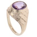 9ct Yellow Gold Amethyst Patterned Shoulders Ring