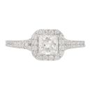 Sterling Silver Square Cubic Zirconia Halo Ring