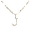 9ct Yellow Gold Cubic Zirconia J Pendant and Chain 24"