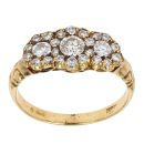 18ct Yellow Gold Triple Cluster 0.75ct Diamond Ring