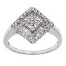 18ct White Gold 0.60ct Brilliant and Baguette Cut Diamond Cluster Ring