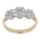 9ct Yellow Gold Triple Cluster 0.80ct Diamond Ring