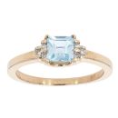 9ct Yellow Gold Created Blue Topaz and Diamond Ring
