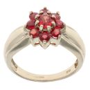 9ct Yellow Gold Red Gemstone Cluster Ring