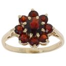 9ct Yellow Gold Garnet Cluster Ring