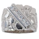 9ct White Gold Cubic Zirconia Nugget Signet Ring