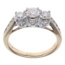 14ct Yellow Gold 0.90ct Diamond Trilogy Ring