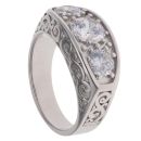 Silver Cubic Zirconia Trilogy Ring By Icesia Gents