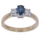 9ct Yellow Gold 0.25ct Diamond and Sapphire Three Stone Ring