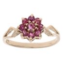 9ct Yellow Gold Ruby Cluster Ring