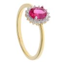 Gold Plated Silver Red Gemstone And Cubic Zirconia Cluster Ring