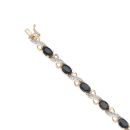 9ct Yellow Gold 0.10ct Brilliant Cut Diamond And Sapphire Bracelet 7"