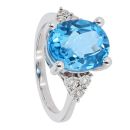 9ct White Gold 0.11cts Diamond And Topaz Ring