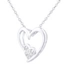 9ct White Gold Diamond Heart Pendant Necklace